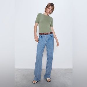 ZARA BASIC SHORT SLEEVED SWEATER Size XL